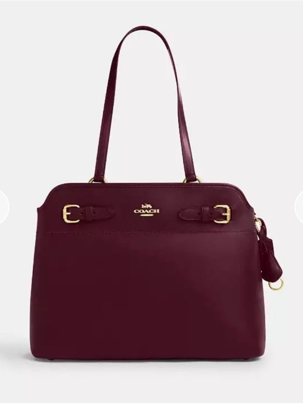 Coach Deep Wine Leather Shoulder Bag with Gold Hardware